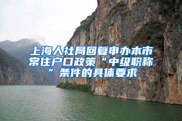 上海人社局回复申办本市常住户口政策“中级职称”条件的具体要求