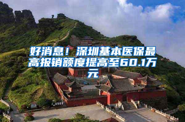 好消息！深圳基本医保最高报销额度提高至60.1万元