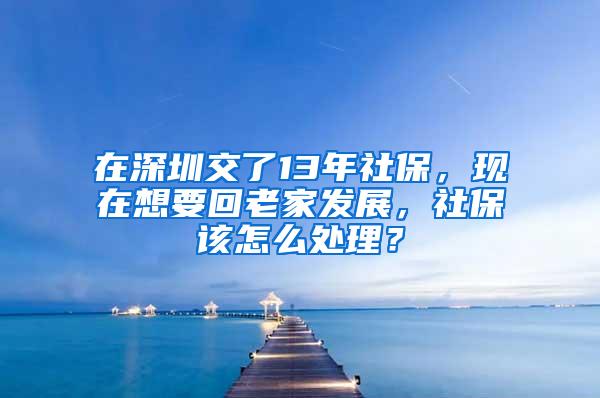 在深圳交了13年社保，现在想要回老家发展，社保该怎么处理？