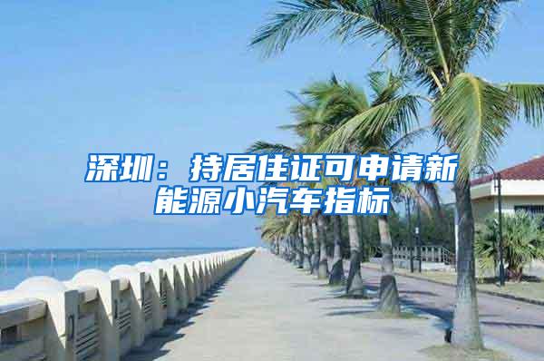 深圳：持居住证可申请新能源小汽车指标