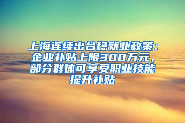 上海连续出台稳就业政策：企业补贴上限300万元，部分群体可享受职业技能提升补贴